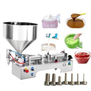 Remplisseuse pour produits liquides et visqueux disponible chez Bahia machine ماكينات التعبئة للمنتوجات السائلة و اللزجة بعدة أحجام